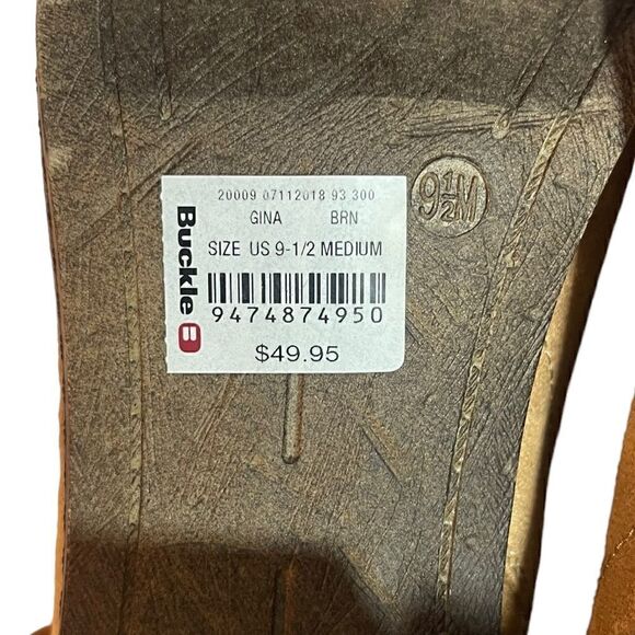 93 Vintage Womens Open Toe Ankle Boots Lace Up Tan Side Zip Vegan 9.5 - Picture 15 of 16